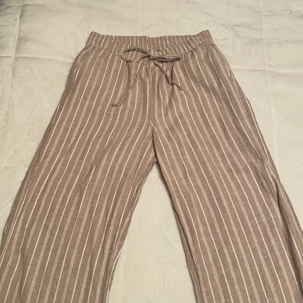Tan and white striped pants